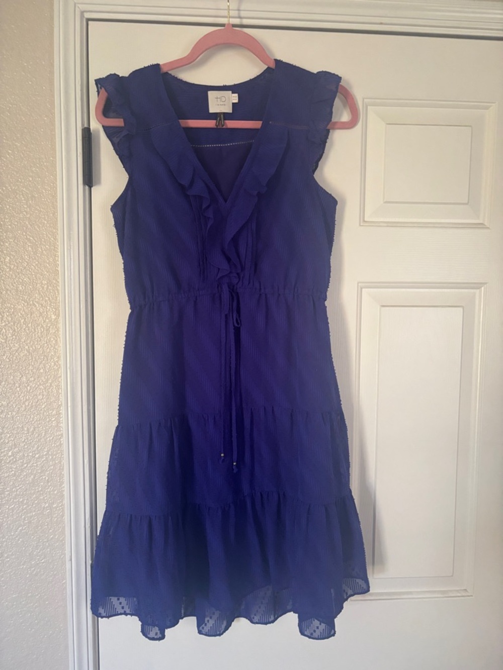 HD in Paris Deep Blue Ruffle V-Neck Tiered Midi Dress